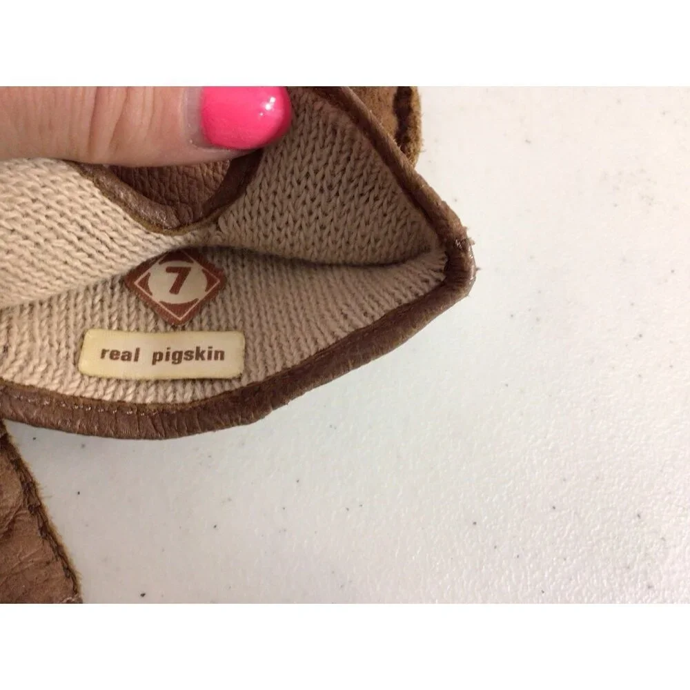 Vintage Pigskin Driving Gloves Lined Womens 7
